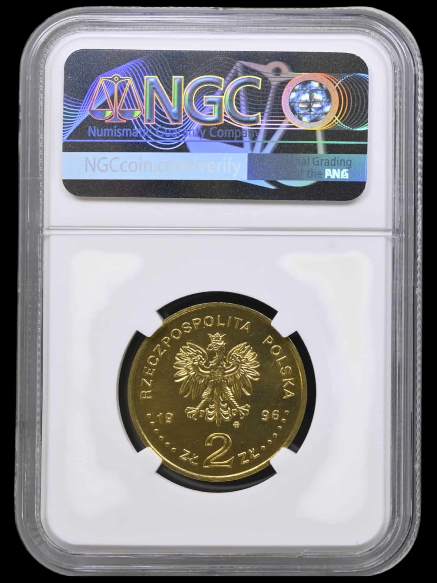 Polen, 2 zloty 1996, Zygmunt II August, "Nordic Gold", Parchimowicz 732, KM 306, Kva. 0, Graderet MS 67 af NGC - Image 2