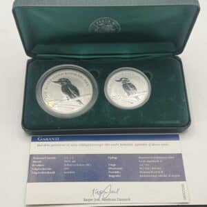 Australien, 1 & 2 dollars 2007 set, Elisabeth II, 4th Portrait, Australian Kookaburra, 1 Oz & 2 Oz Ag, KM 889 & 890 , Kva. 0 / UNC