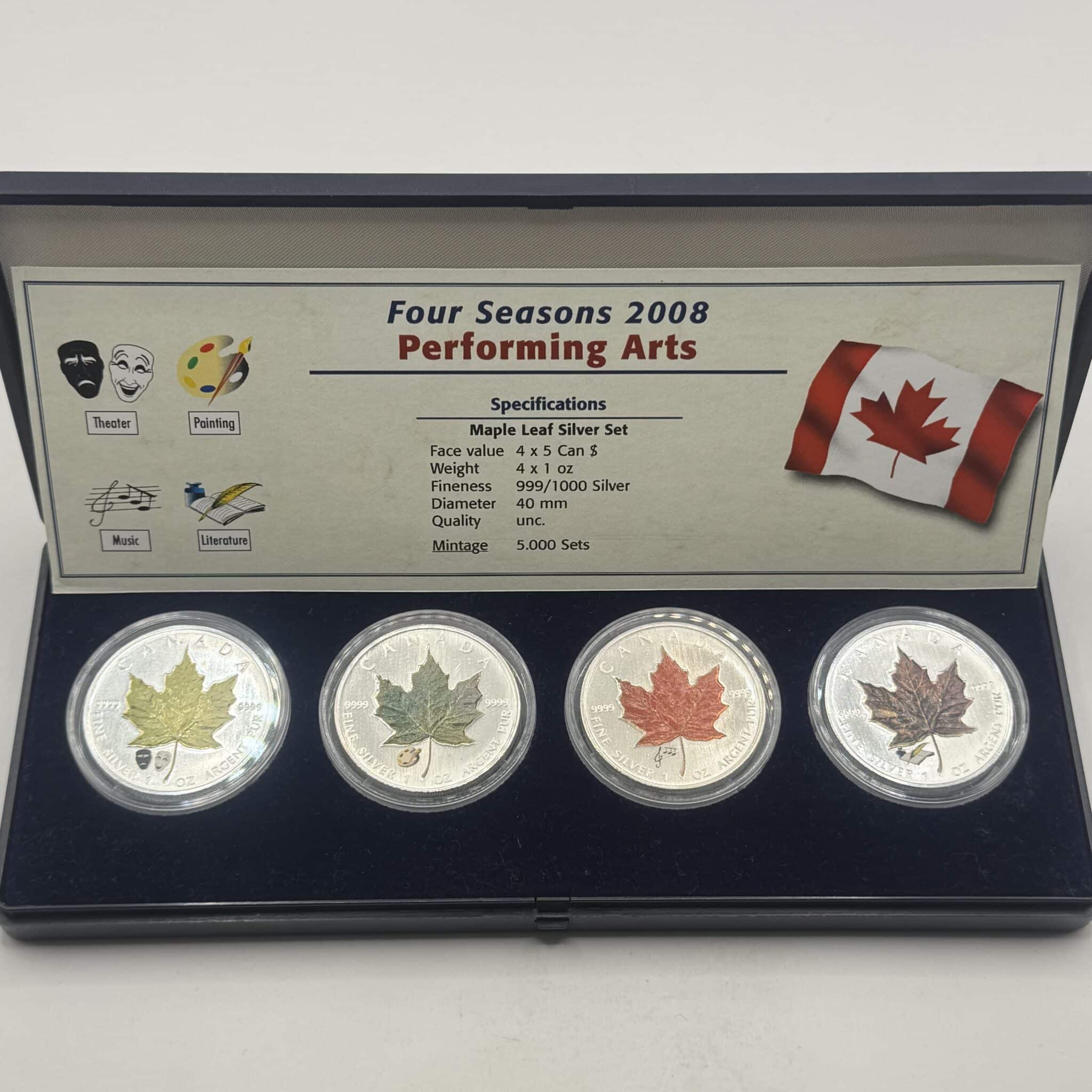 Canada, Four season set 2008, Maple Leaf, 4 stk 1 Oz Ag, Kva. 0 / UNC