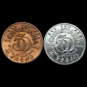 Christiania, 50 års Jubilæum 1971-2021 Medaljesæt 2021, Sølv og Kobber, med emalje, Kva. 0