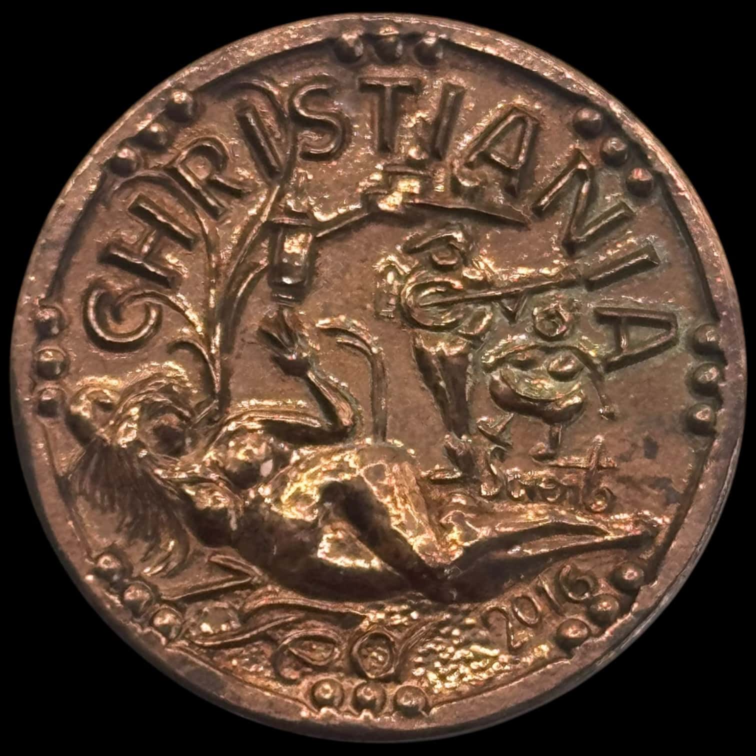 Christiania, Fed 2016, Kobber, med emalje, præget i 50 stk, Kva. 0-01 - Image 2