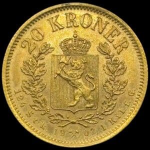Norge, 20 kroner 1902, Oscar II, Sieg 104, NM 9, Kva. 01