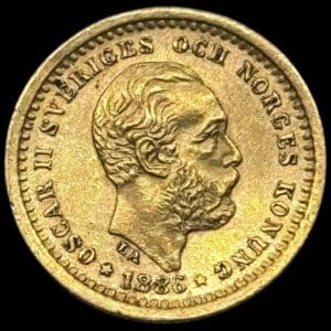 Sverige, 5 kronor 1886, Oskar II, SM 37, KM 756, 2,24 g, Kva. 01