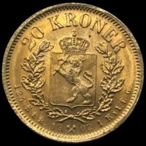 Norge, 20 kroner 1902, Oscar II, Sieg 104, NM 9, Kva. 0-01