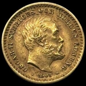 Sverige, 5 kronor 1901, Oskar II, SM 40, KM 766, 2,24 g, Kva. 1+-01