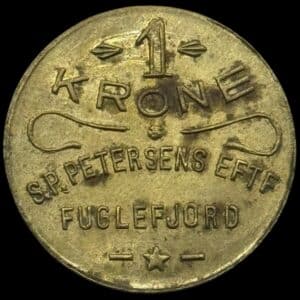 Færøerne, 1 krone S.P. Petersen / Fuglefjord, Sieg 3.8, Kva. 01
