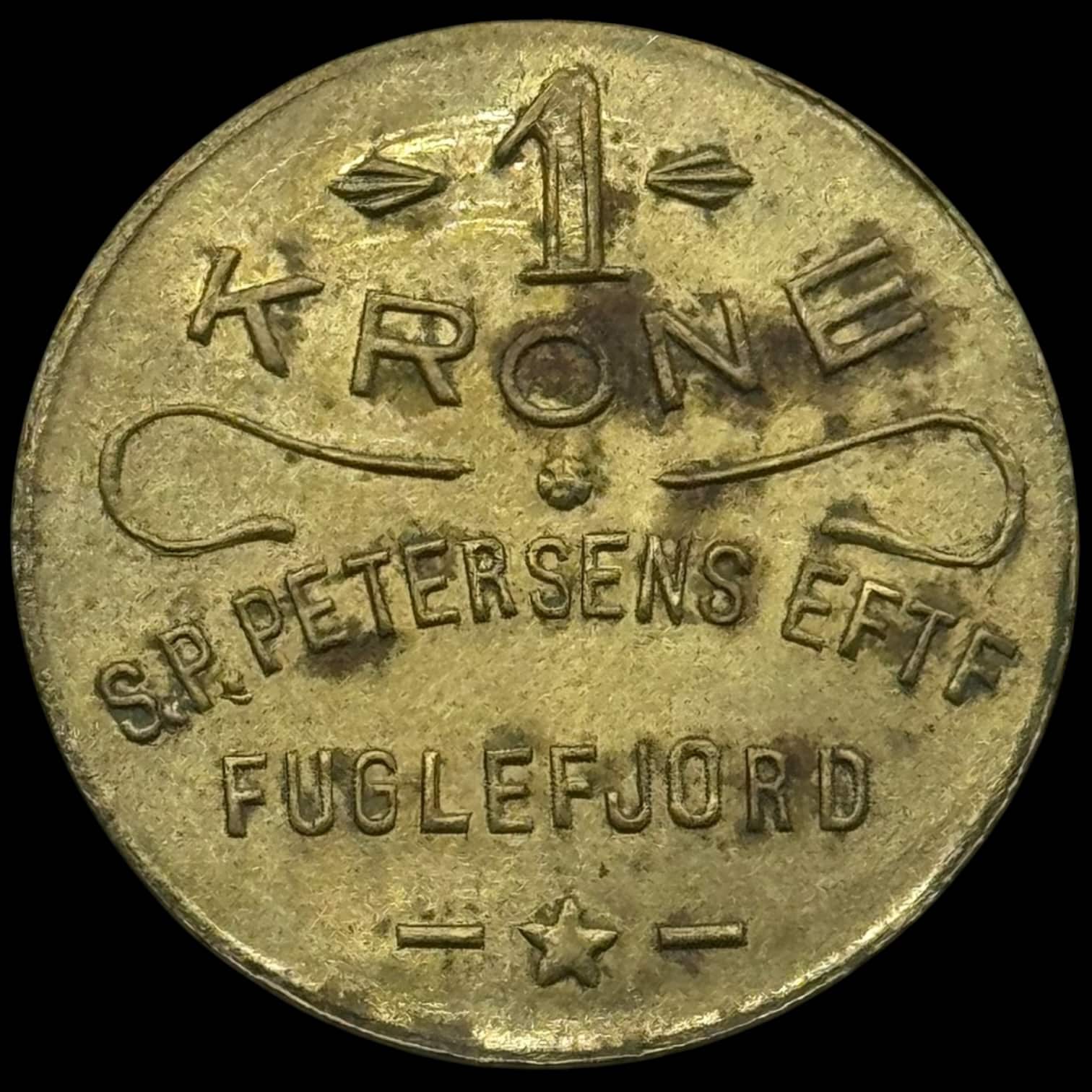 Færøerne, 1 krone S.P. Petersen / Fuglefjord, Sieg 3.8, Kva. 01