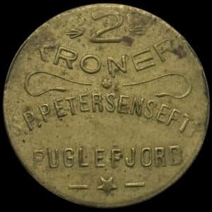 Færøerne, 2 kroner S.P. Petersen / Fuglefjord, Sieg 3.9, Kva. 1+-01