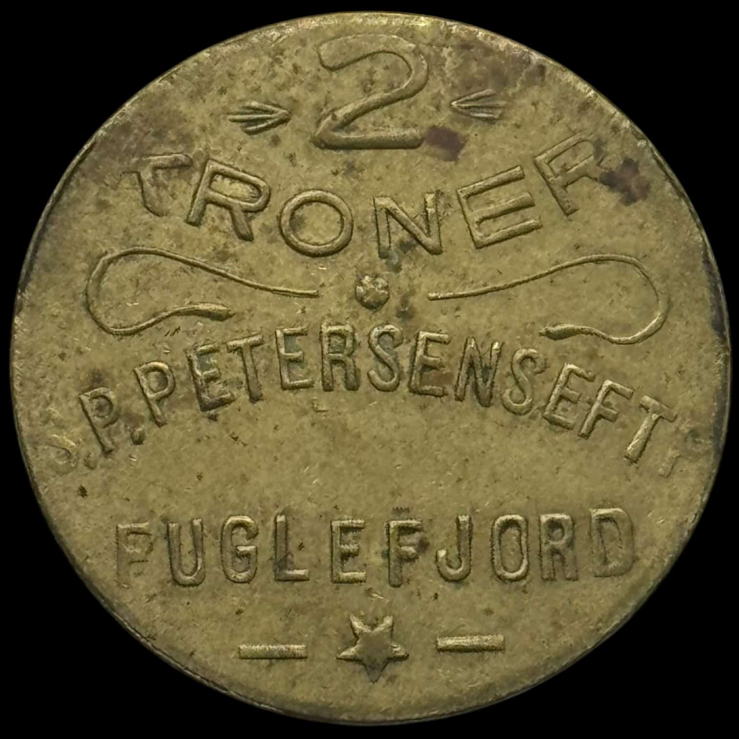 Færøerne, 2 kroner S.P. Petersen / Fuglefjord, Sieg 3.9, Kva. 1+-01