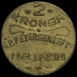 Færøerne, 2 kroner S.P. Petersen / Fuglefjord, Sieg 3.9, Kva. 1+-01