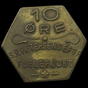 Færøerne, 10 øre S.P. Petersen / Fuglefjord, lille skrift, Sieg 3.4, Kva. 1+-01