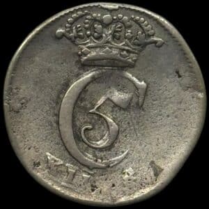 Norge, 12 skilling u.år, Christiania, Chr.V, Sieg 23, Hede 64, NMD 126, Kva. 1-1+