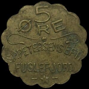 Færøerne, 5 øre S.P. Petersen / Fuglefjord, stor skrift, Sieg 3.1, Kva. 1+-01