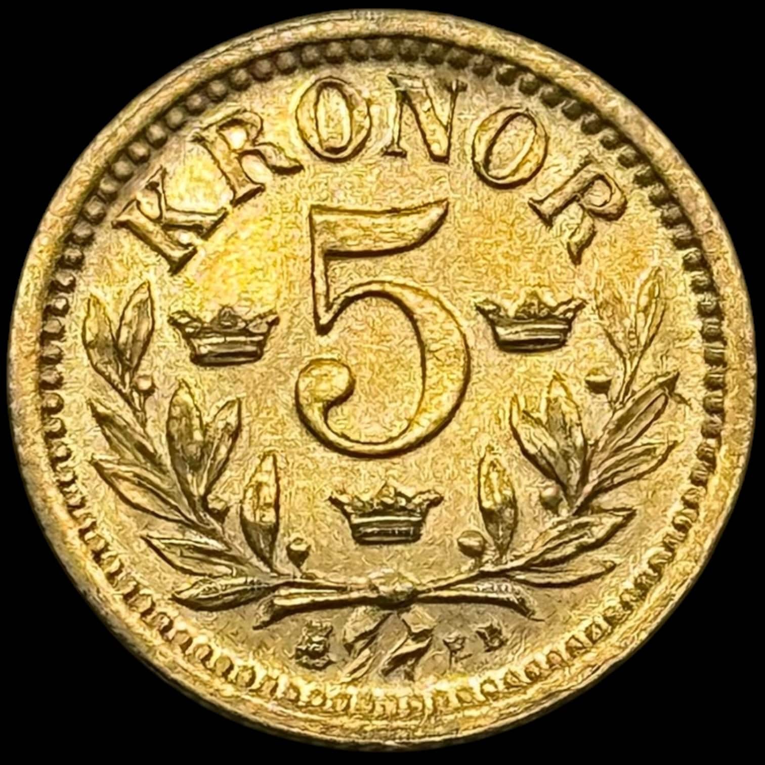 Sverige, 5 kronor 1883, Oskar II, SM 36, KM 756, Kva. 01 Medaljeprægskarakter - Image 2