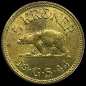 Grønland, 5 kroner 1944, Sieg 5, Hede 4, Kva. 0-01