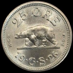 Grønland, 25 øre 1926, Sieg 1, Hede 3, Kva. 0-01