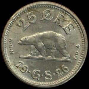 Grønland, 25 øre 1926, Sieg 1, Hede 3, Kva. 01