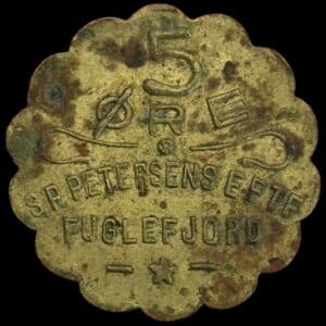 Færøerne, 5 øre S.P. Petersen / Fuglefjord, lille skrift, Sieg 3.2, Kva. 1+-01