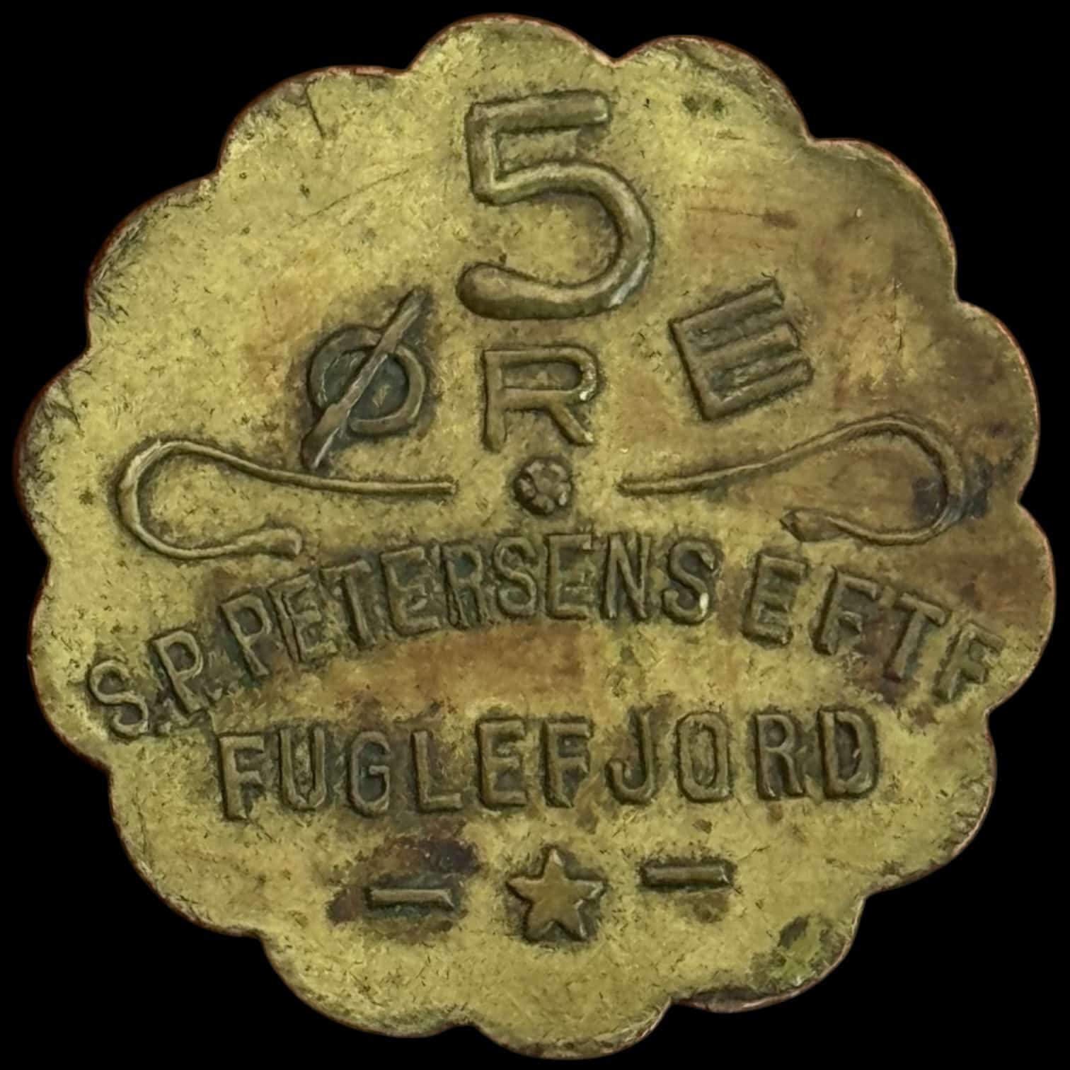 Færøerne, 5 øre S.P. Petersen / Fuglefjord, lille skrift, Sieg 3.2, Kva. 1+-01