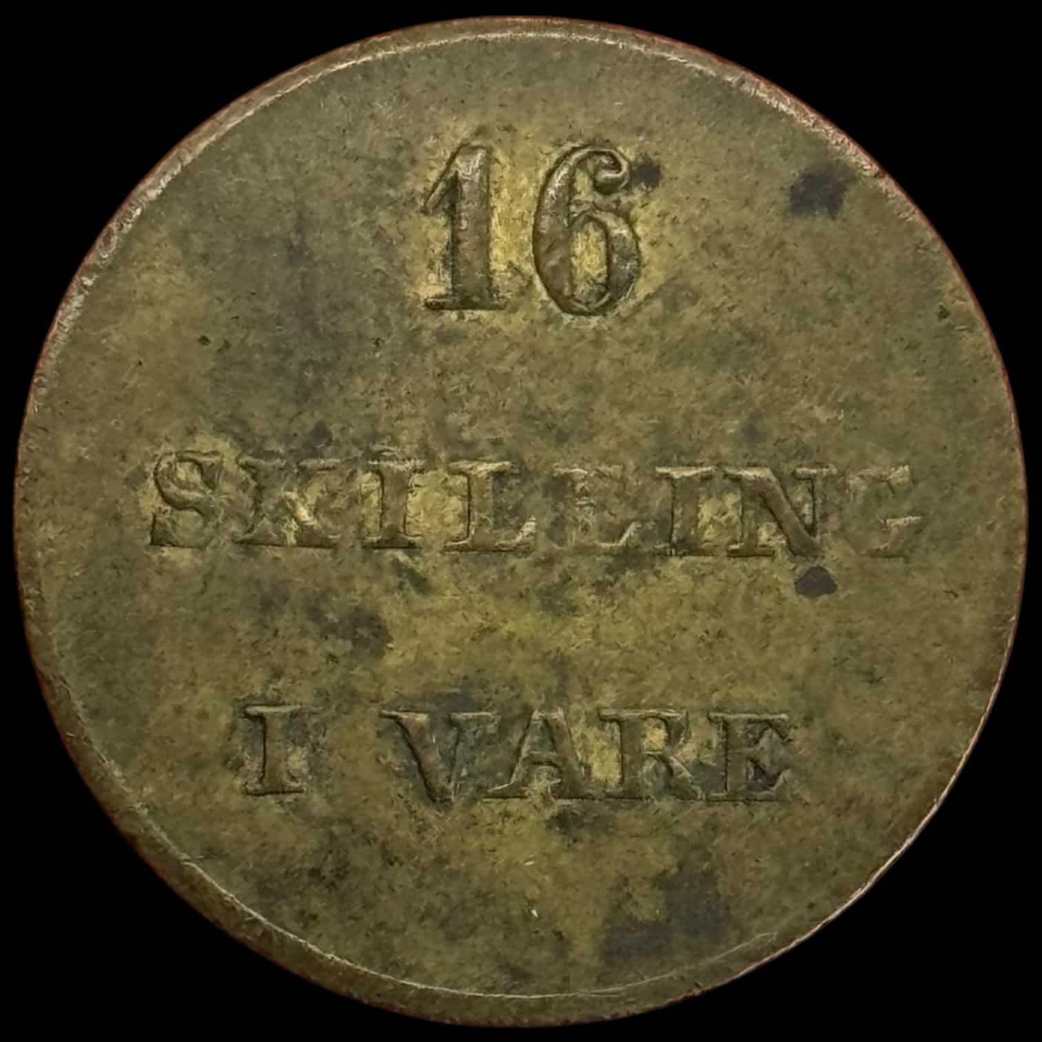 Færøerne, 16 skilling i vare, C. F. Siemsen, Sieg 1.2, Kva. 1+