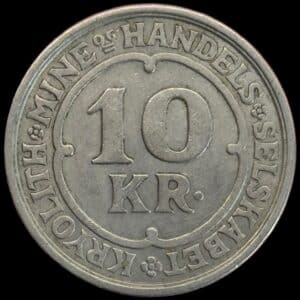 Grønland, 10 kroner 1922, Kryolith, Mine- og Handels Selskabet, Sieg 4.5, Kva. 1++