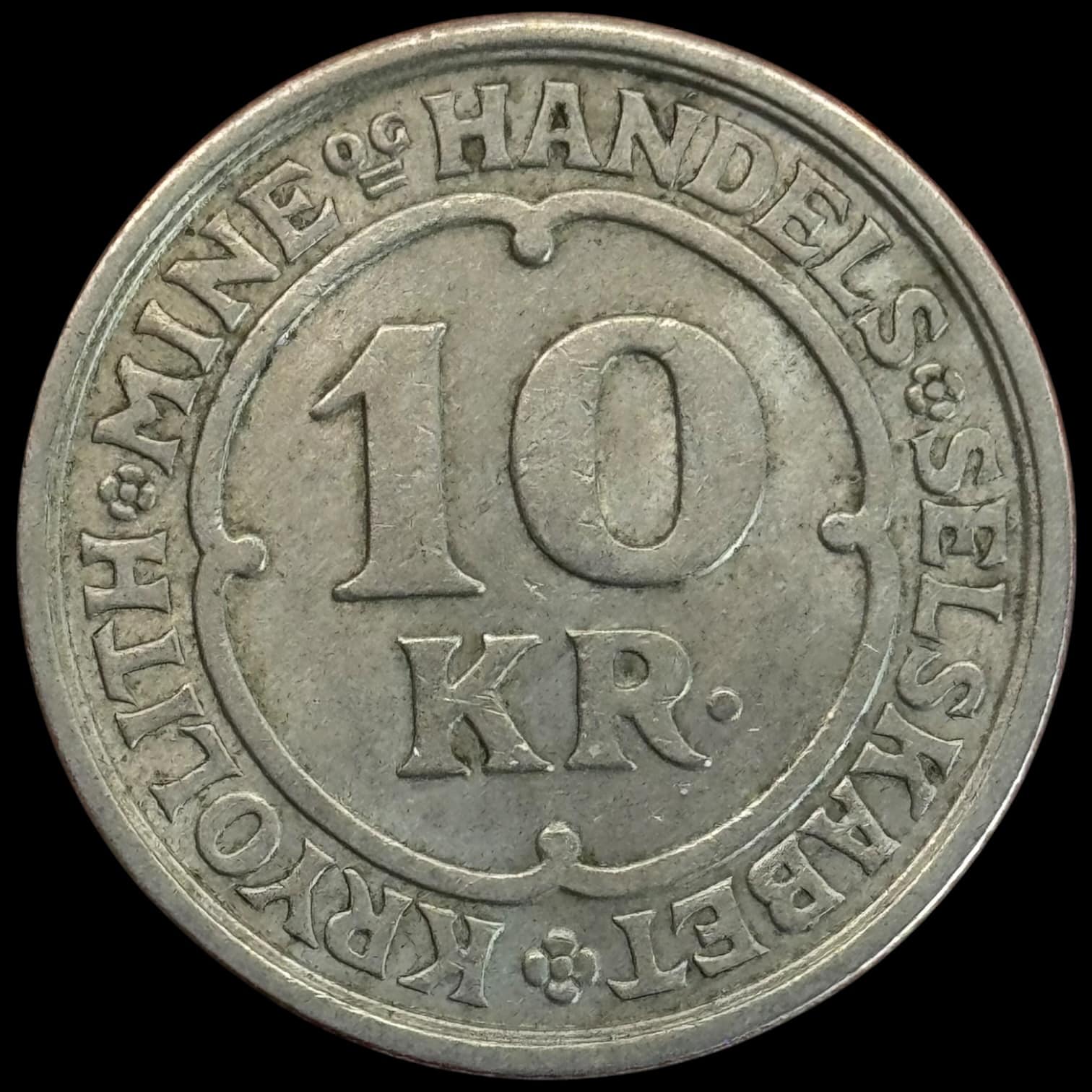 Grønland, 10 kroner 1922, Kryolith, Mine- og Handels Selskabet, Sieg 4.5, Kva. 1+