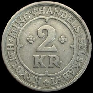 Grønland, 2 kroner 1922, Kryolith, Mine- og Handels Selskabet, Sieg 4.3, Kva. 1+