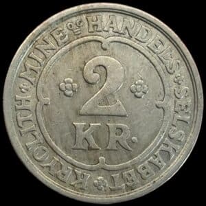 Grønland, 2 kroner 1922, Kryolith, Mine- og Handels Selskabet, Sieg 4.3, Kva. 1+-01