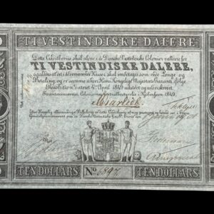 Dansk Vestindien, 10 Vestindiske daler 1849, med 6 underskrifter, Udgivelse date 1.6.1901, Sieg 17, Pick 4, Nr. 6897, Kva. 01