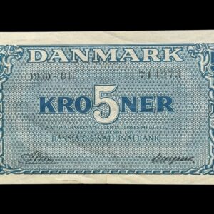 5 kroner 1950 DH, Riim/Neergaard, Nr. 714273, Sieg 119, DOP 128b, Pick 35b, Kva. 1+ “Ukendt underskriftskombination ifølge Sieg”