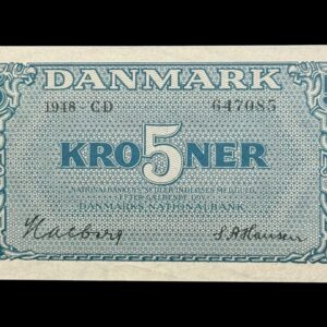 5 kroner 1950 CD, Halberg/S.A.Hansen, Nr. 647085, Sieg 119, DOP 128b, Pick 35b, Kva. 0-01 "Tællefold"
