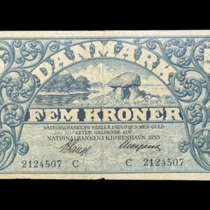 5 kroner 1935 C, V.Lange/Neergaard, Nr. 2124507, Sieg 101, DOP 118, Pick 25, Kva. 1-