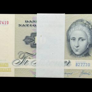 Bundt “10 stk” 10 kroner 1977 B2, Valuer/Hoffmeyer, Nr. 0637419-28, Sieg 139, DOP 148, Pick 48, Kva. 0