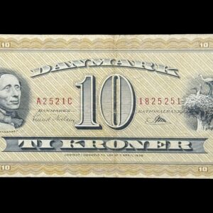 10 kroner 1952 A2, Riim/Svend Nielsen, Nr. 1825251, Sieg 130, DOP 139, Pick 43, Kva. 1