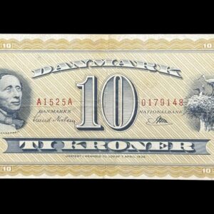 10 kroner 1952 A1, Riim/Svend Nielsen, Nr. 0179148, Sieg 130, DOP 139, Pick 43, Kva. 1-1+