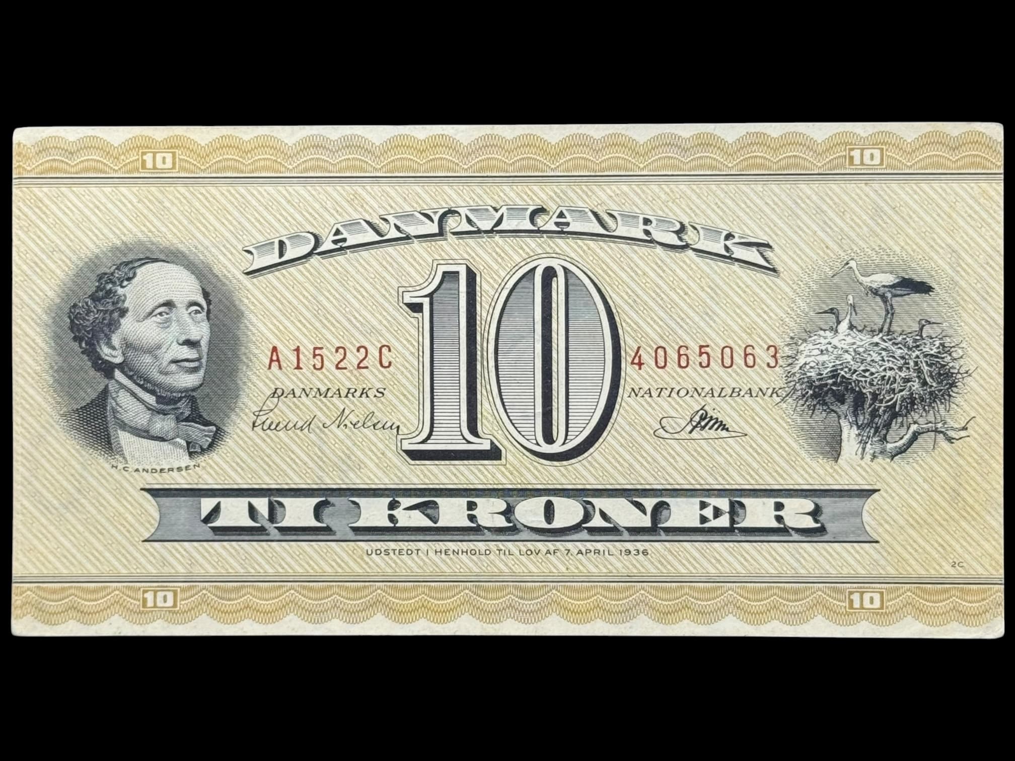 10 kroner 1952 A1, Riim/Svend Nielsen, Nr. 4065063, Sieg 130, DOP 139, Pick 43, Kva. 1+
