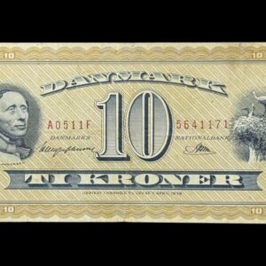 10 kroner 1951 A0, Riim/Haugen Johansen, Nr. 5641171, Sieg 130, DOP 139, Pick 43, Kva. 1