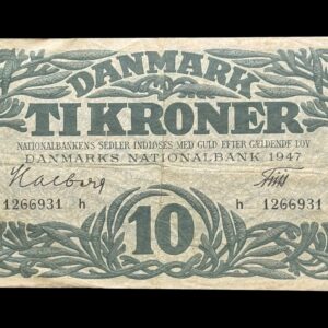 10 kroner 1947 h, Halberg/Friis, Nr. 1266931, Sieg 122, DOP 131, Pick 37, Kva. 1