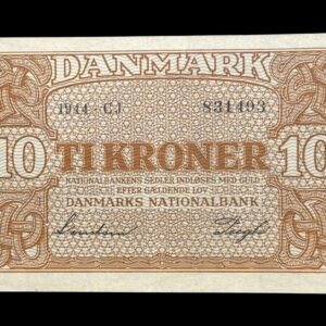 10 kroner 1944 CJ, Svendsen/Pugh, Nr. 831493, Sieg 120, DOP 129, Pick 36, Kva. 01