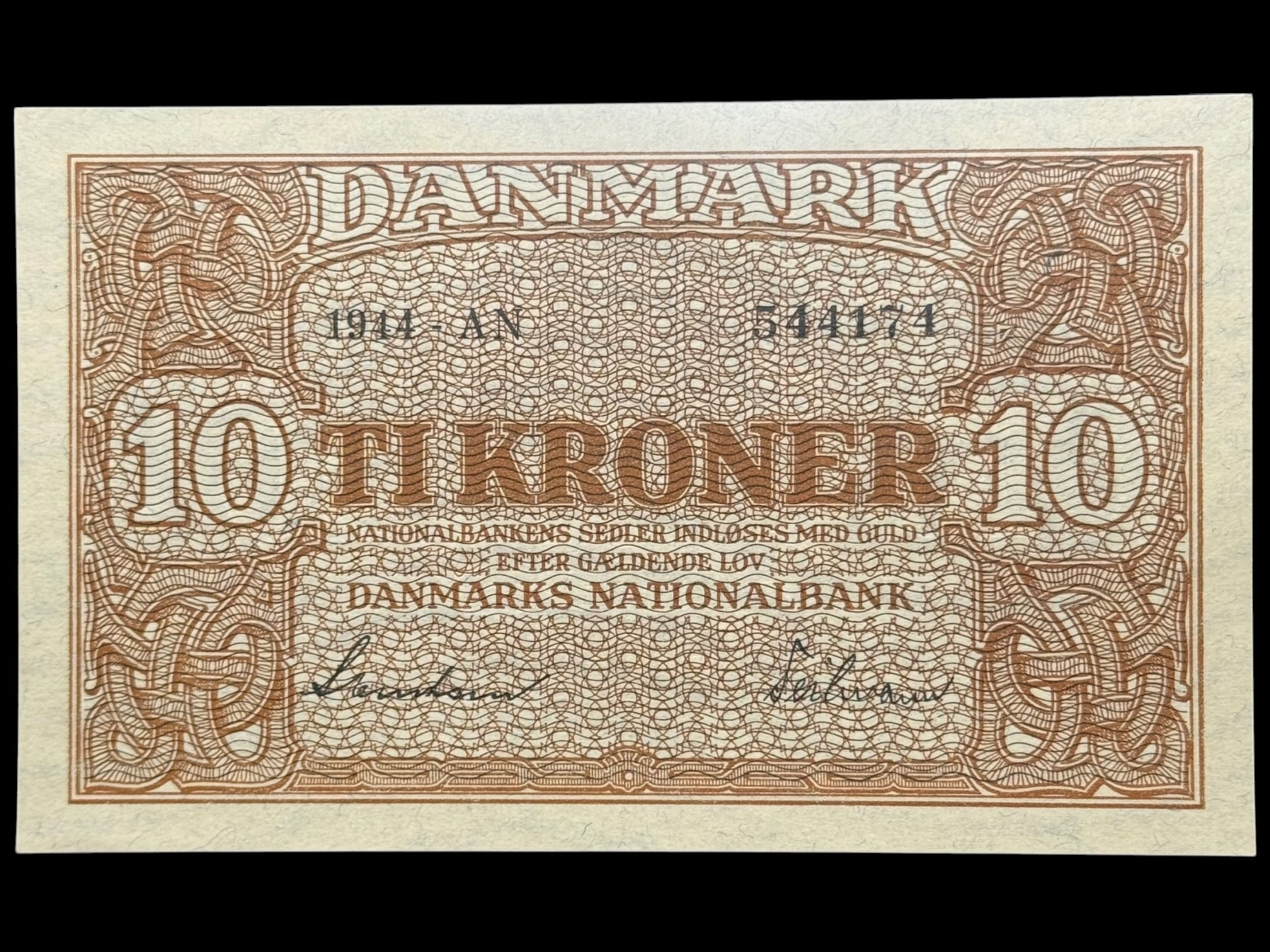 10 kroner 1944 AN, Svendsen/Teilmann, Nr. 544174, Sieg 120, DOP 129, Pick 36, Kva. 0
