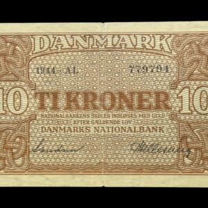10 kroner 1944 AL, Svendsen/Hellerung, Nr. 779794, Sieg 120, DOP 129, Pick 36, Kva. 1