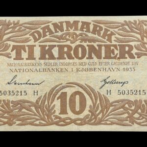 10 kroner 1935 H, Svendsen/Gellerup, Nr. 5035215, Sieg 104, DOP 119, Pick 26, Kva. 1+