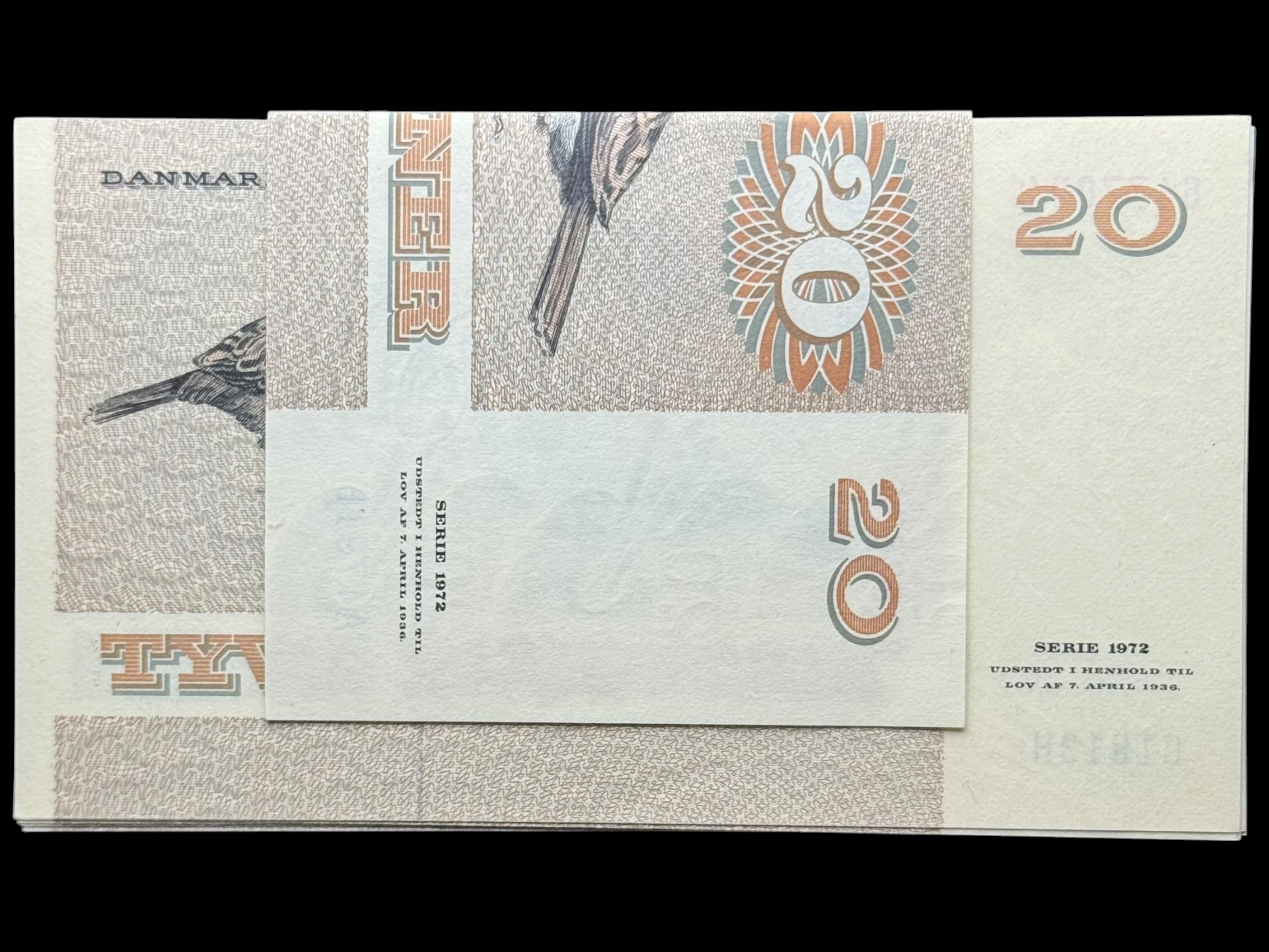 Bundt "10 stk" 20 krone 1988 C7, Herly/R. Mikkelsen, Sieg 140, DOP 149, Pick 49, Kva. 0 "Fortløbende nr." - Image 2