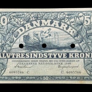 50 kroner 1942/46 C Falsk, Svendsen/Ingerslevgaard, Nr. 6085766, Sieg 108, DOP 125, Pick 32, Kva. 0 "Se note"