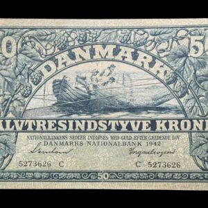 50 kroner 1942 C, Svendsen/Ingerslevgaard, Nr. 5273626, Sieg 108, DOP 125, Pick 32, Kva. 1