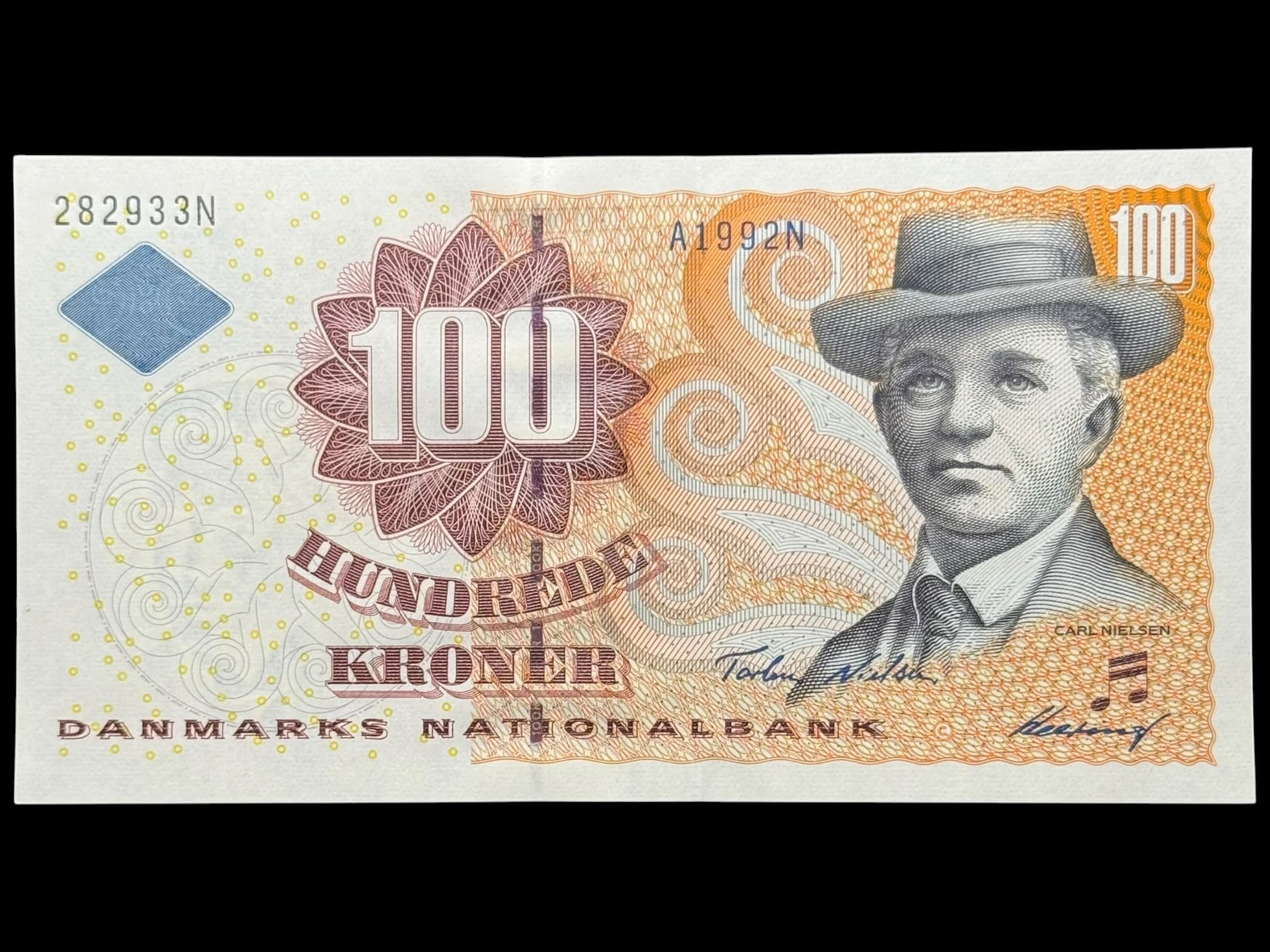 100 kroner 1999 A1, Heering/Torben Nielsen, Nr. 282933N, Sieg 147, Pick 56, Kva. 0
