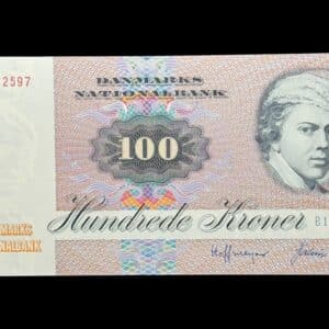 100 kroner 1979 B1, Valeur/Hoffmeyer, Nr. 8632597, Sieg 142, DOP 151, Pick 51, Kva. 0