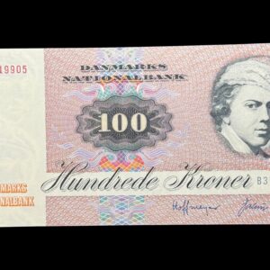100 kroner 1979 B3, Valeur/Hoffmeyer, Nr. 0619905, Sieg 142, DOP 151, Pick 51, Kva. 0