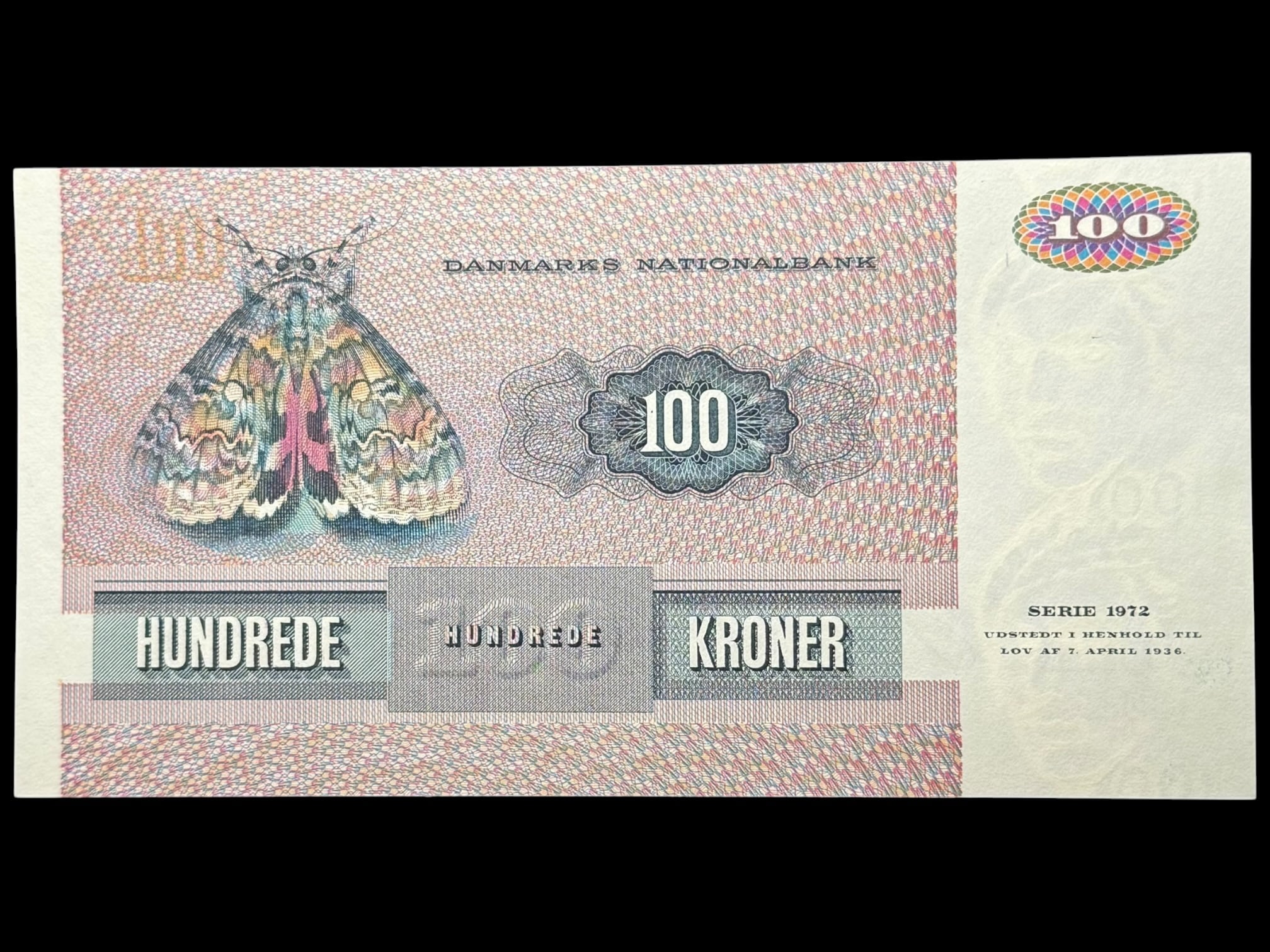 100 kroner 1978 A9, Valeur/Hoffmeyer, Nr. 0126627, Sieg 142, DOP 151, Pick 51, Kva. 0 - Image 2