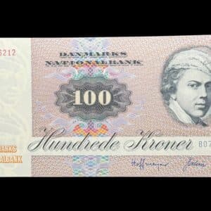 100 kroner 1978 B0, Valeur/Hoffmeyer, Nr. 0256212, Sieg 142, DOP 151, Pick 51, Kva. 0